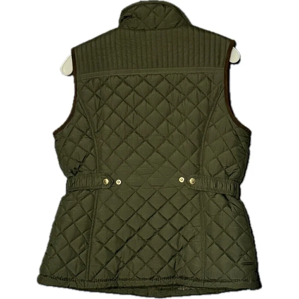 Weatherproof puffer vest, minky lined size small women Green